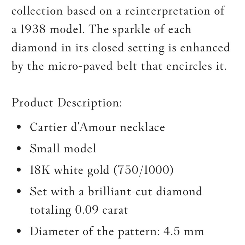Cartier 18K WG & Diamond Necklace D'Amour! With COA. - Picture 6 of 6